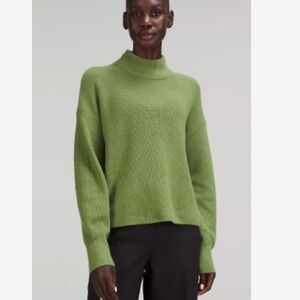 Lululemon Merino Wool Blend Ribbed Mock Neck Sweater Washed Green 0 New W/O Tag